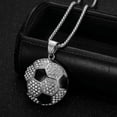thumbnail image 3 of PAMTIER Unisex Stainless Steel Hip Hop Cool Simulation Stereoscopic Sports Soccer Pendant Necklace Ice Out Crystal Inlay Big Silver Free Chain, 3 of 6