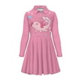 thumbnail image 4 of DISNIMO Axolotl Dresses for Kids Pink Dress Girl Long Sleeve Skater Dress Girls 4-5 Party Dresses Kids Animal Dresses with Collars for Girls Dresses Midi Length Girls Dress Clothing Set, 4 of 7