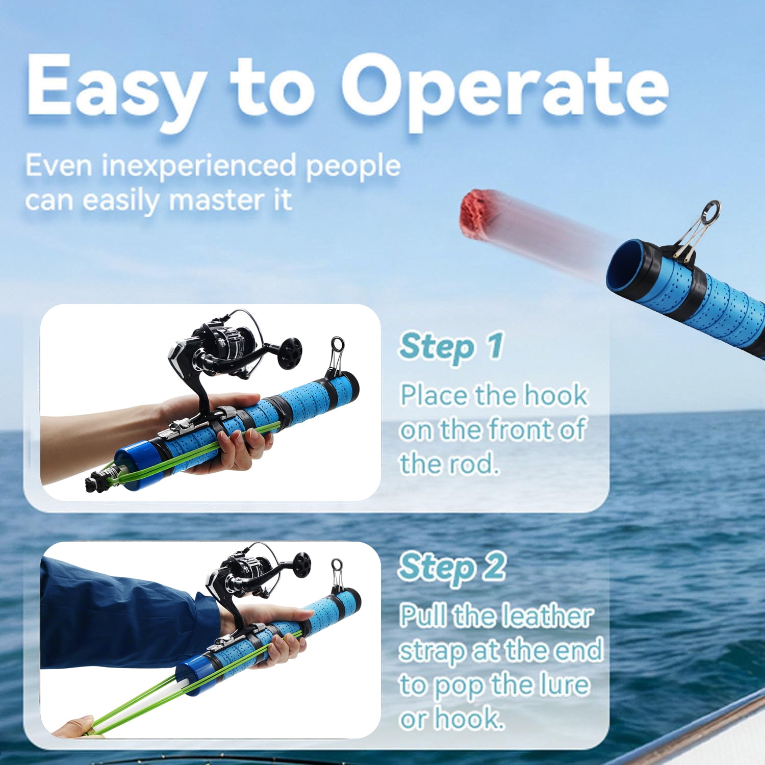 Clianle Catapult Fishing Rod, Portable Shooting Bait Fishing Tool, Excellent Equipment for Wilderness Hunting
