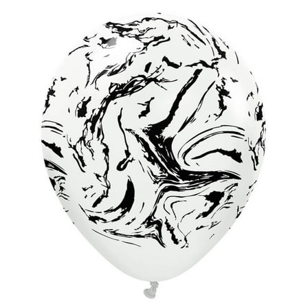 12 inch Kalisan Space Nebula - White W/ Black Ink Latex Balloons (25 Pack) - Party Supplies Decorations