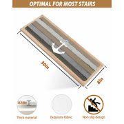 Anchor Brown Stair Treads Non Slip Runners Rugs, 4 Pcs Carpet for Stairs with Adhesive, Nautical Grey Rustic Farmhouse Wood Grain Stair Mats Pads Indoor Stair Treads for Wooden Steps 8x30