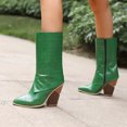 thumbnail image 4 of NECHOLOGY Botas Mujer Adulto Femenino Zapatos Botines de mujer Botas de tacón grueso con cremallera lateral de mezclilla a la moda para mujer (Green, 8.5), 4 of 7