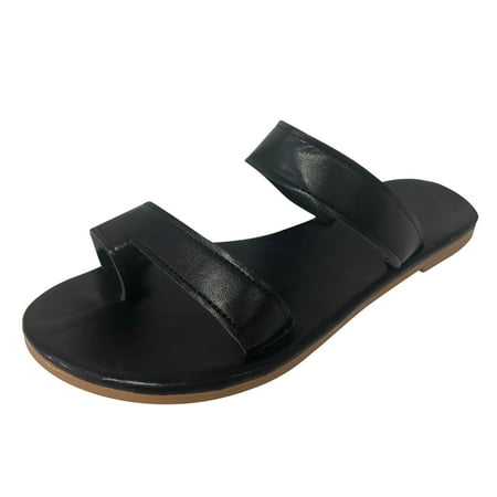 

TAIAOJING Women Slippers Leisure Bohemia Solid Color Summer Non-Slip Slip On Flat Beach Open Toe Sandals Slippers Fashion Shoes Zapatos