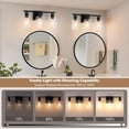 thumbnail image 3 of 3-Light Black Battery Operated Wall Sconce, Wireless Rechargeable Vanity Light with Remote & Bulbs, Modern Dimmable Indoor Fixture for Bedroom, Bathroom, Living Room, 3 of 4