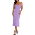 thumbnail image 6 of Yertdoel Summer Dresses for Women Solid Color Sleeveless Spaghetti Strap Casual Midi Dress Daily Loose Fit Basic Lightweight Comfy Cami Sundress, 6 of 8