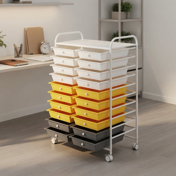 Yardi Yard 20 Drawers Storage Rolling Cart Studio Organizer-Yellow, Storage Cart, Multipurpose Organizer Cart for Home, Office, School