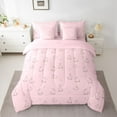 thumbnail image 3 of Manfei Cartoon Pink Animal Twin Bedding Sets 7-Piece for Kids, Kawaii Bunnies Rabbit Bedding Comforter Set, Cute Princess Style Reversible Sheet Sets, Lightweight Room Decor, 3 of 8