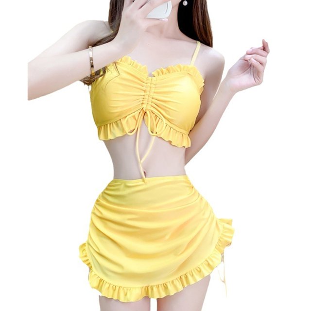 Conjunto traje baño piezas para mujer 3 piezas, traje baño con volantes y vestido playa, con parte con y