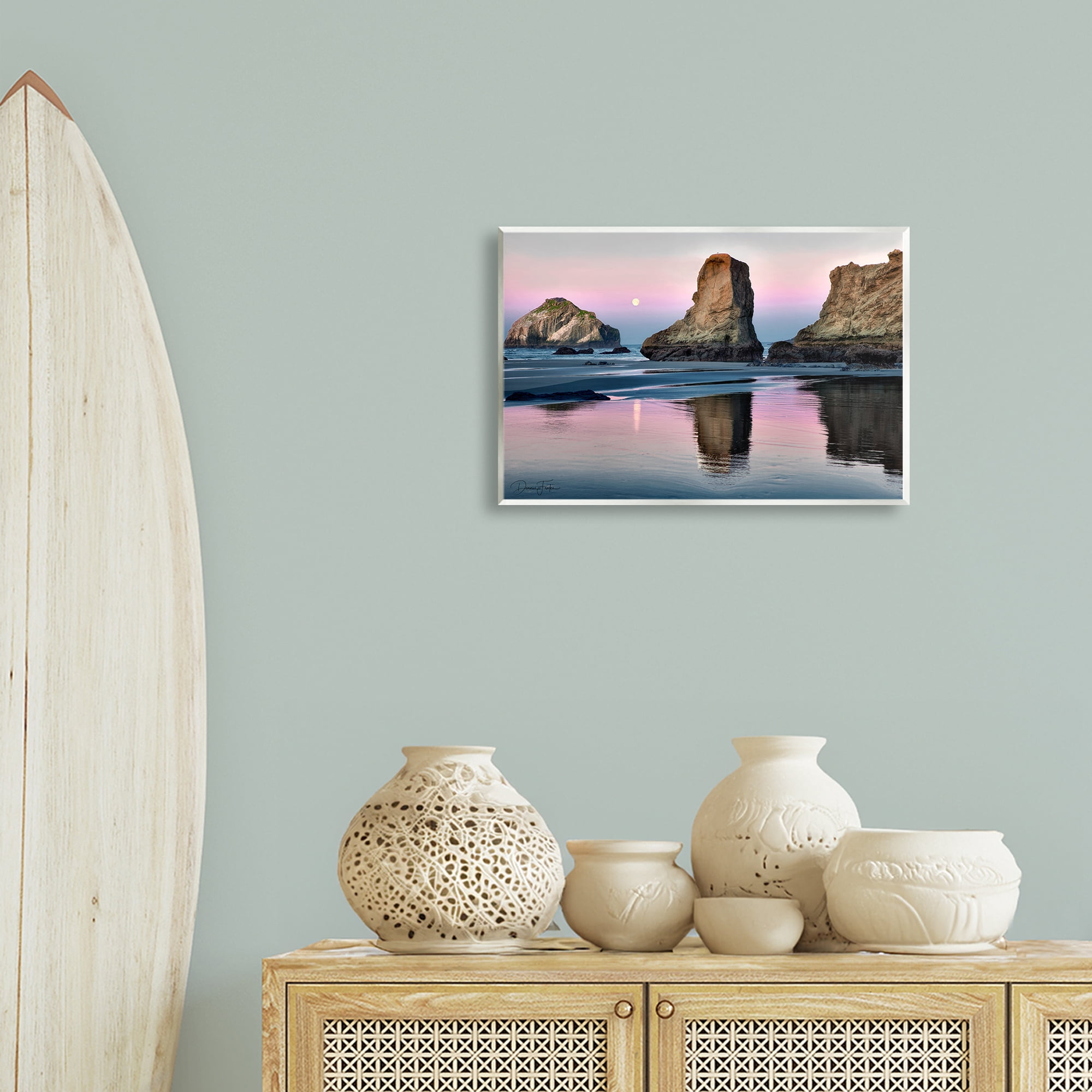 Stupell Industries Moonlit Beach Cliffs Landscape Photography Unframed Art Print Wall Art, 19 x 13