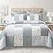 thumbnail image 3 of Soul & Lane Memory Lane 3-Piece Cotton Quilt Set - Queen Size with 2 Shams, Sage Green Patchwork Quilted Comforter, Lightweight Country Pieced Bedspread, Neutral Modern Farmhouse Bedding, 3 of 4