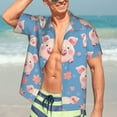 thumbnail image 7 of Susaid Cute Pig Flowers Print Short Sleeve Shirts Button Down Casual Shirts Summer Beach Aloha Button Down Short Sleeve for Men ,X-Large, 7 of 7
