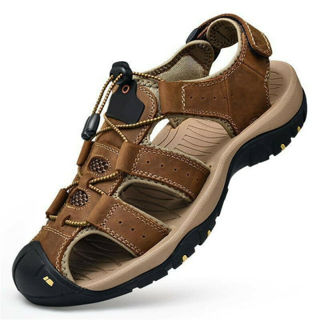 New Leather Sandals Mens Outdoor Wading Leisure Sports First Layer Cowhide Beach Shoes