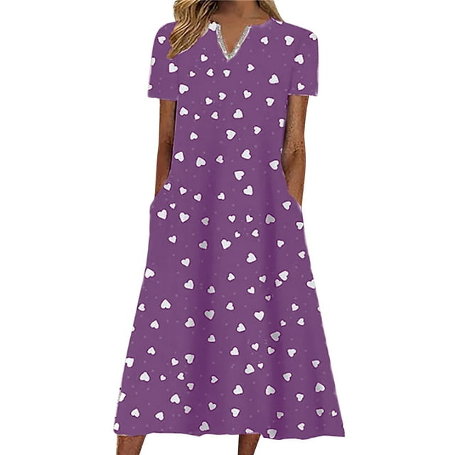 Cathalem Robes d'Été Décontractées pour Femmes Col Carré Manches Lanterne Volantée Ligne A Robe Décontractée, Violet m