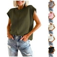 thumbnail image 1 of Wiyuqeen Chandails à Manches Courtes pour Femmes Col Rond Décontracté Coupe Ample Tricot Léger Chandail Haut Uni, 1 of 8
