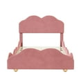 thumbnail image 5 of Full Size Upholstered Platform Bed with Cloud Shaped Headboard & Footboard, Wood Bed Frame with Slats Support, for Bedroom, Guestroom, No Box-Spring Needed, Dark Pink, 5 of 9