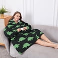 thumbnail image 5 of Oversized Wearable Blanket Hoodie,Black Cartoon Dinosaurs Pattern Sherpa Blanket Hoodie with Super Pockets,Super Warm Fuzzy Pullover for Women & Men, 5 of 6