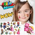 thumbnail image 2 of Pegatinas de tatuajes de Super Mario Bros, juguetes de dibujos animados de anime kawaii para niños, decoración de fiesta de feliz cumpleaños, pegatinas de juegos de dibujos animados lindos, regalos, 2 of 5