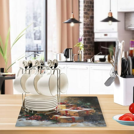 

Kitchen Leather Drying Mat 17.7*11.8*0.12 Inch Kitchen Drying Mat Coffee Machine Mat Dish Drying Mats Fast Water Absorption Beautiful Fashion Christmas Cartoon Gift Picture