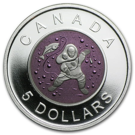 2013 Canada Silver & Niobium $5 Mother & Baby Ice Fishing