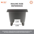 thumbnail image 6 of Bloem 12" Plastic Deck Rail Planter, 9" H x 12" L x 12" W, Fits Rail Sizes between 3.25 to 3.75" Wide, Charcoal, 2-Pack, 6 of 7