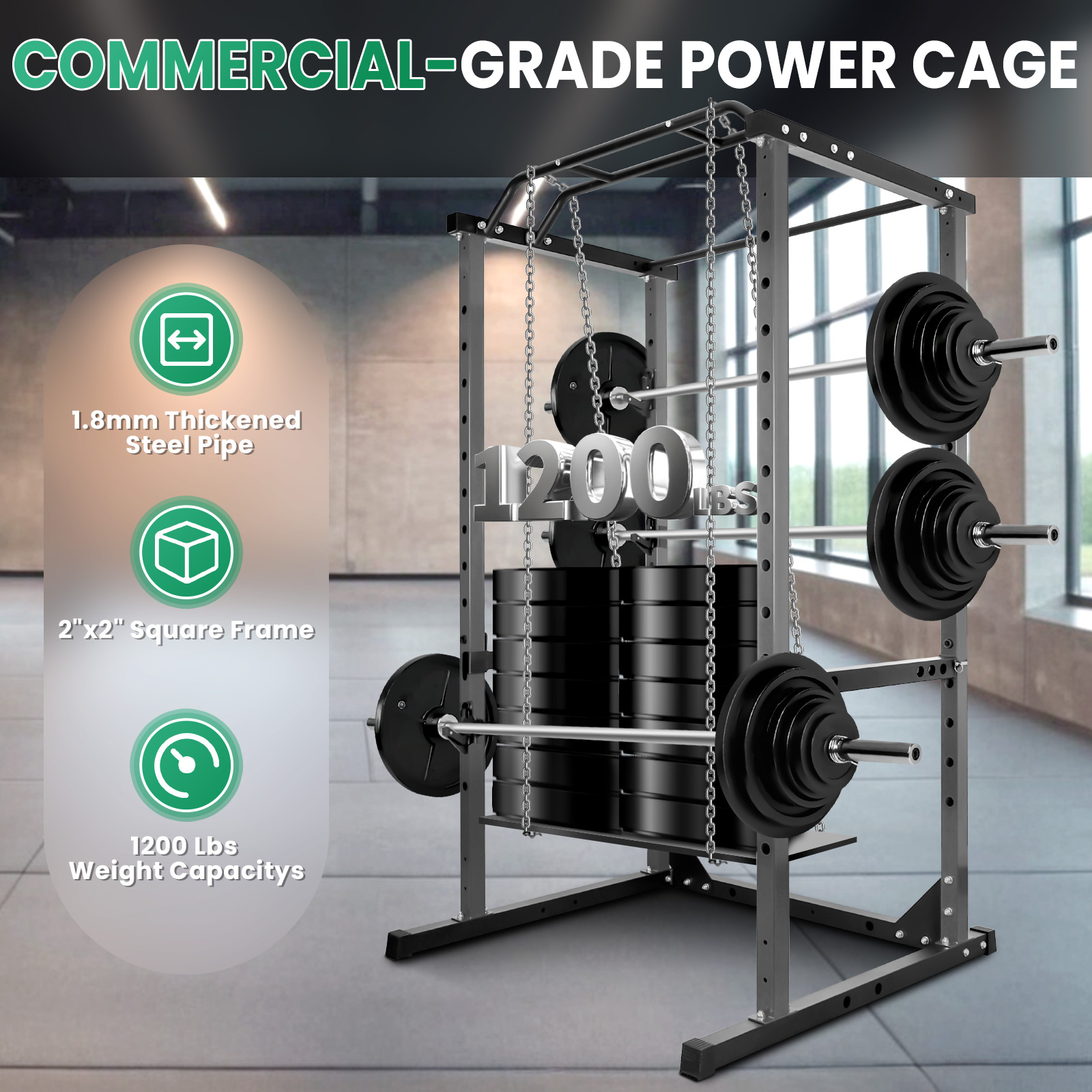 Squat Rack Stand with 1200 lbs Capacity - Compatible with Standard and Olympic Barbells for Home Gym Sessions