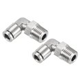 thumbnail image 1 of Unique Bargains 6mm 1/4BSPT Male Thread 304 Stainless Steel Push to Connect Fitting Elbow, 2 Pack, 1 of 5