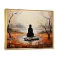 thumbnail image 2 of Designart "Orange Grey Meditation Zen Garden painting" Spiritual Floater Framed Wall Art Living Room, 2 of 7
