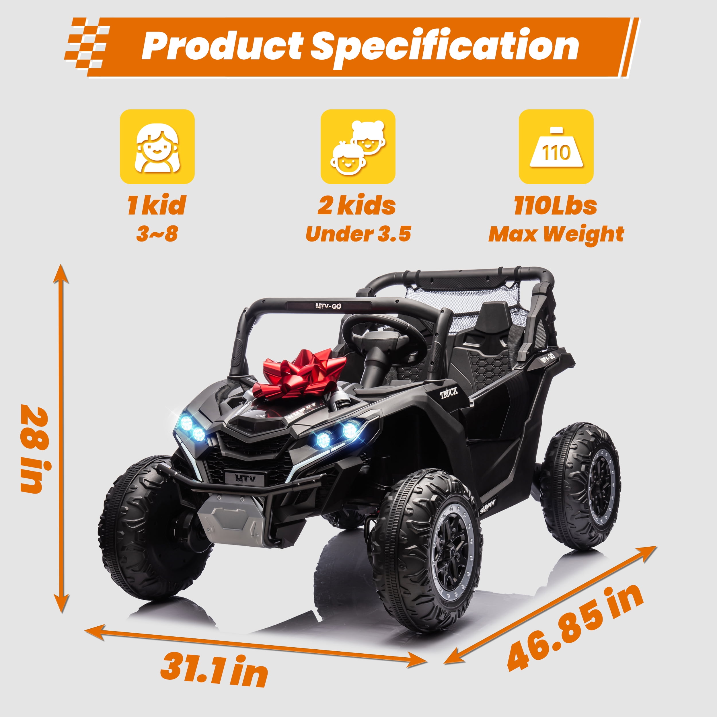 Joyracer 4X4 24 Volt Ride on Toys UTV with 2 Seaters, 5MPH