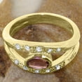 thumbnail image 5 of LBG British Made 9k Yellow Gold Natural Pink Tourmaline & Diamond Womens Band Ring - 33 size options - Size 8.5, 5 of 7
