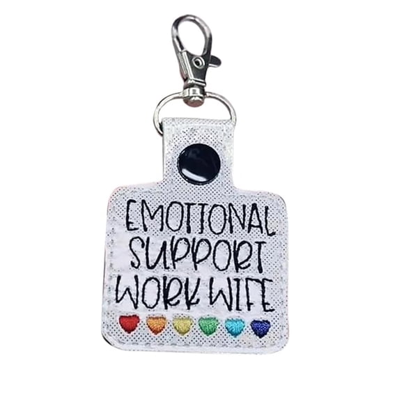 Rainbow Heart Emotional Support Decoration Emotional Support Coworker Hanging Decoration Embroidered Rainbow Heart Design Perfect Gift for Husband