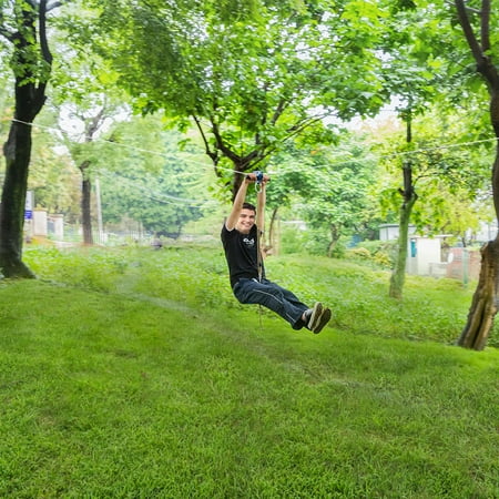 

ES Zip Line Kits for Kid Adult Included Hand Shank Disk Safety Rope Wire Rope for Backyard Trolley Outdoor Playground Equipment