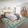 thumbnail image 3 of FairOnly 6'x9'Modern Machine Washable Area Rug- Grass&Warblers Non Slip Stain Resistant Foldable Rugs for Bedroom Dining Room Kitchen，Khaki Blue, 3 of 7