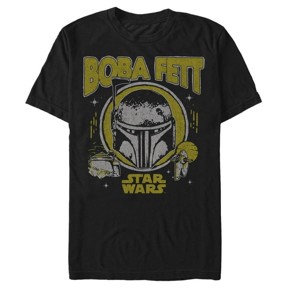 Men's Star Wars: The Book of Boba Fett Distressed Helmet  Graphic Tee Black 3X Large