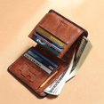 thumbnail image 3 of Men Genuine Leather RFID Anti-theft Multifunction Retro Large Capacity Foldable Card Holder Wallet - Brown, 3 of 6