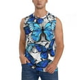 thumbnail image 2 of Goofa Blue and White Butterflies Printed Men's Sleeveless T-Shirt - Athletic Gym Workout Tank Top for Men - Moisture-Wicking, UPF 30+ Quick-Dry Muscle Tee-3X-Large, 2 of 8