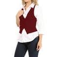 thumbnail image 4 of Women's Casual Button Down Racerback Belt Slim Fitted Tuxedo Suit Vest Top S-3XL, 4 of 5