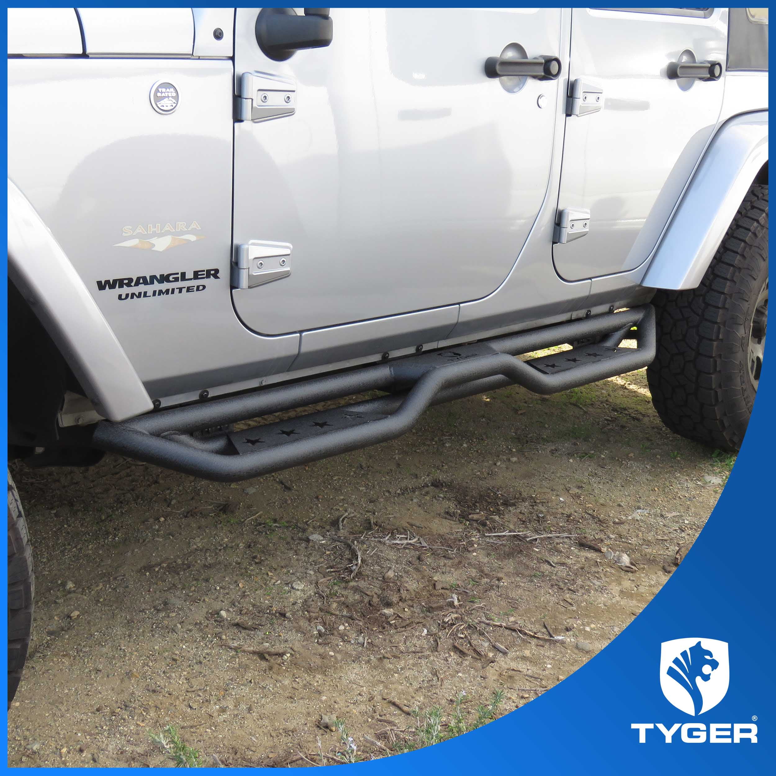Tyger Auto Star Strider Running Boards Compatible with 2007-2018 Jeep Wrangler JK 4-Door (Exclude JL) | TG-SR2J74978 | Side Step Rails Nerf Bars