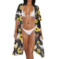 thumbnail image 3 of HELLHERO Polyester Long Kimono Swimsuit Cover Up for Beach Short Sleeve Casual Chicken, 3 of 6