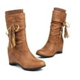 thumbnail image 4 of Bnwani Womens Boots New Winter High-Heel Wedge High Mid-Calf 0 Boot Brown Size 7, 4 of 6