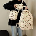 thumbnail image 3 of Bow Backpack for Women 3Pcs Set Kawaii Coquette Nylon Backpack Cute College Laptop Rucksack Fashion Travel Daypack 2025 New (Beige Strawberry), 3 of 13