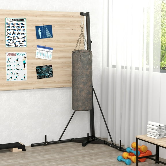 Soozier Foldable Punching Bag Stand with 132 lbs Capacity, Black