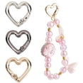 24Pcs 3 Colors Alloy Spring Gate Rings Heart Mixed Color 21.5x22x3.3mm ...