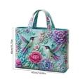 thumbnail image 3 of Hummingbird Tote Bag with Floral Pattern, Embroidered Style Polyester Shoulder Handbag, Lightweight Shopping and Commuter Purse for Women, 3 of 6