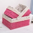 thumbnail image 4 of AMERTEER Storage Basket Eco-friendly Wear Resistant Fabric Anti-deform Rattan Organizer Basket for Home Red S, 4 of 13