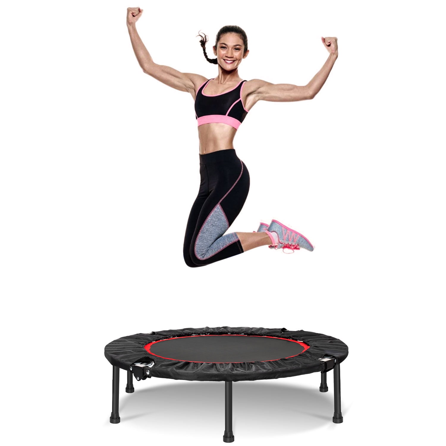 Stable & Quiet Exercise Rebounder for Kids Adults Indoor/Garden Workout Max 300lbs… 40 Foldable Mini Trampoline Fitness Trampoline with Safety Pad 