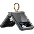 thumbnail image 4 of for Galaxy Z Flip 5 Stand Case with Metal Ring Holder, Soft Crystal Black Case for Samsung Galaxy Z Flip 5 Hinge Protection, Man and Woman Clear Case for Samsung Z Flip 5 Airbag Corners (Black), 4 of 11