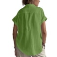thumbnail image 2 of Cilsoka Linen Tops for Women - Summer Gauze Shirts Button Down Short Sleeve V Neck Blouses Dressy Casual Tunic Clothes, 2 of 5