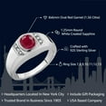 thumbnail image 2 of Gem Stone King 1.56 Cttw Red Garnet and White Created Sapphire Ring for Men in 925 Sterling Silver | Oval 8X6MM | Gemstone Birthstone | Available in Size 7, 8, 9, 10, 11, 12, 13, 2 of 6