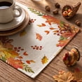 thumbnail image 5 of Sm:)e Farmhouse Turkey Maple Leaf Pumpkin Print Thanksgiving Placemats 12x18 Inch Set of 4, Fall Harvest Kitchen Dining Table Decor for Indoor Outdoor Home Party Decoration, 5 of 7