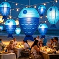 thumbnail image 5 of Fish Shaped Paper Light, Foldable Hanging Decoration for Indoor Outdoor Party, Two-Tone Gradient Print, Reusable Summer Festival Beach Theme Decor, 5 of 6